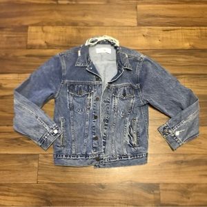 Reformation Vintage Wash Distressed Jean Jacket Sz L Womens